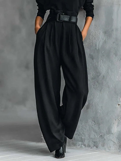 Zwarte Jumpsuit met Col en Riem